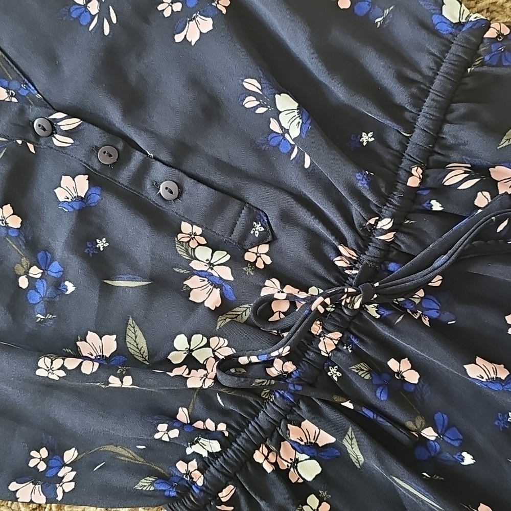 NWT 41 Hawthorn Dress Claira Tie Waist Dress Navy Medium Floral Sleeveless - Picture 7 of 10